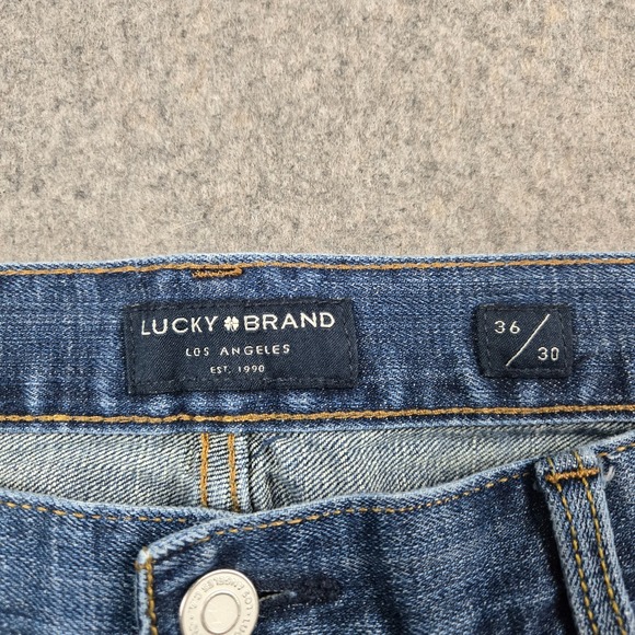 Lucky Brand 181 Relaxed Straight Jeans Mens 36x30 Blue Denim Whisker Baggy Y2K - Picture 2 of 12